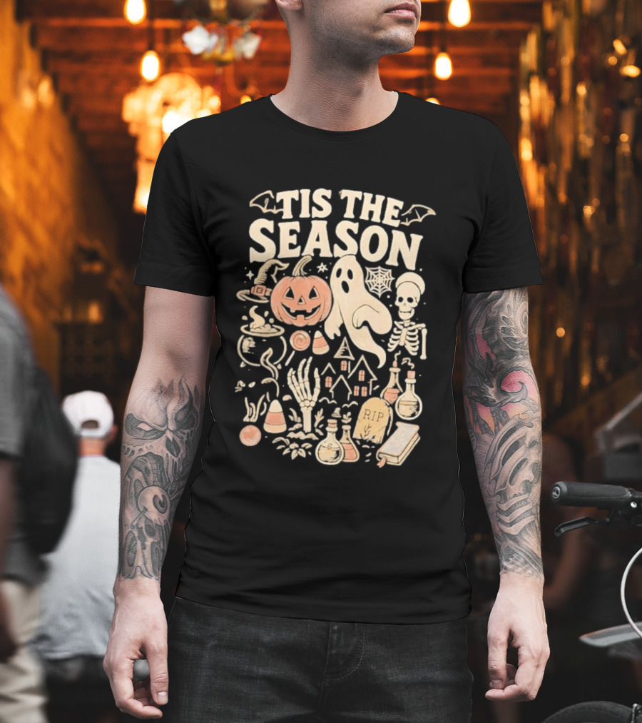 Tis The Season Pumpkin Ghost Skeleton Halloween 2026 T-Shirt