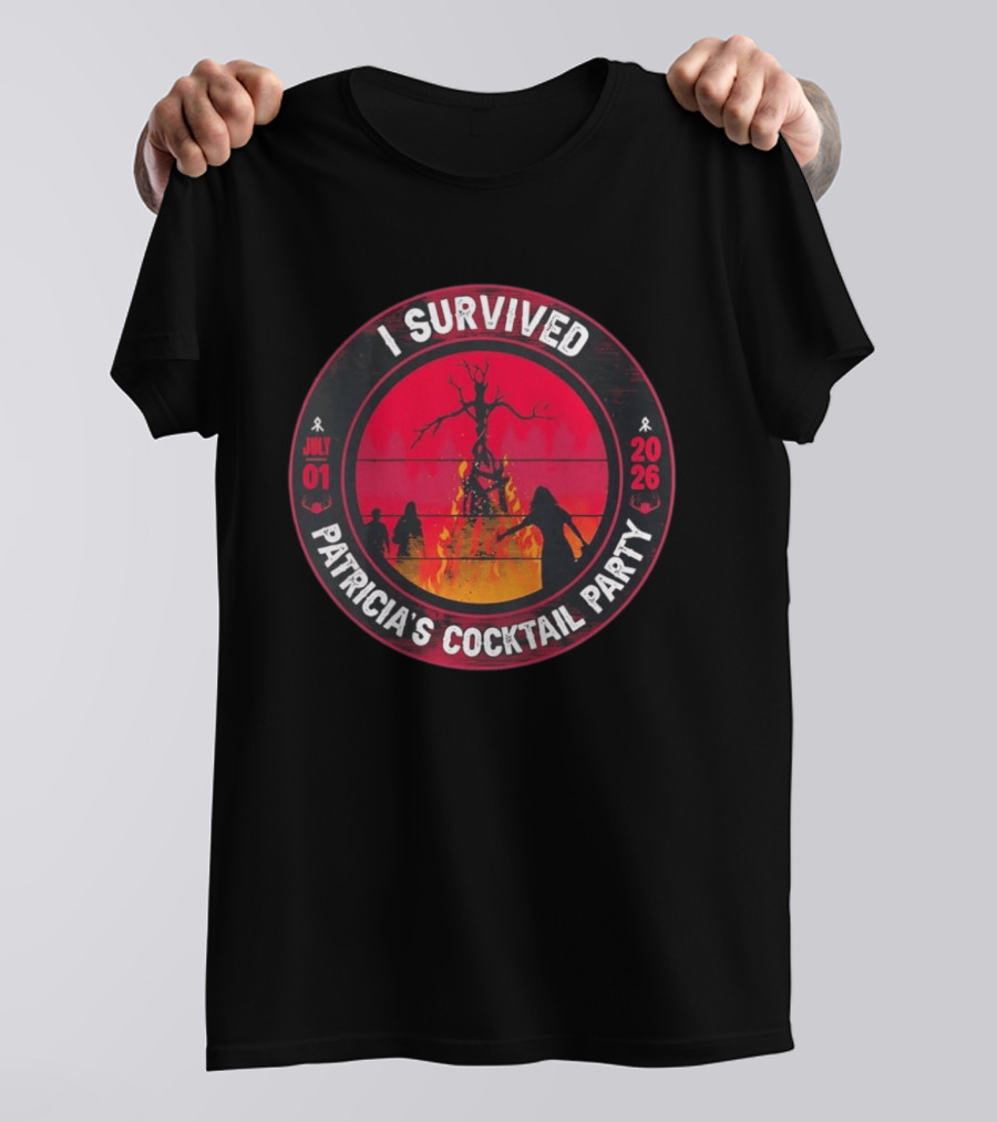 I Survived Patricia's Cocktail Party July 01 2026 Witchy Bonfire Dark Forest T-Shirt