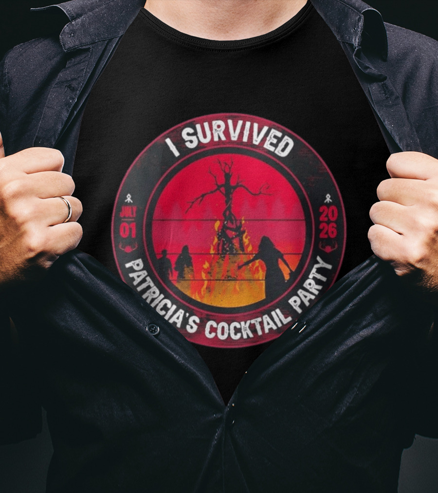I Survived Patricia's Cocktail Party July 01 2026 Witchy Bonfire Dark Forest T-Shirt
