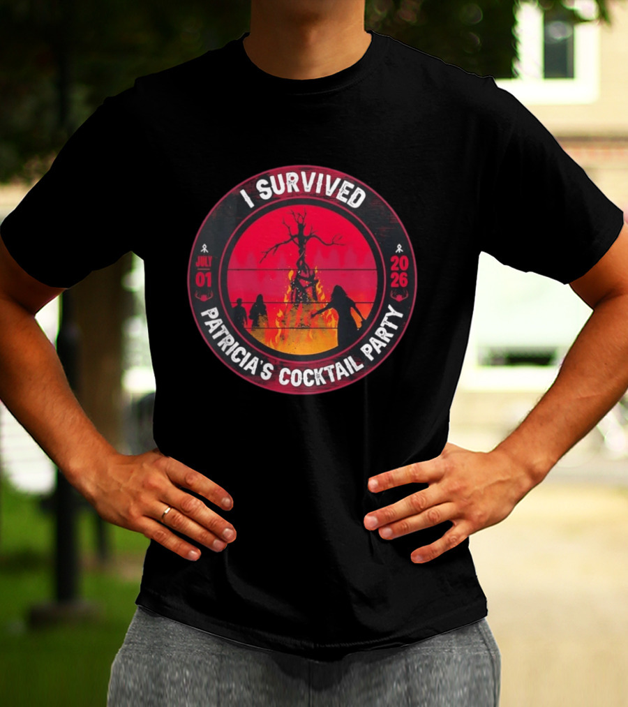 I Survived Patricia's Cocktail Party July 01 2026 Witchy Bonfire Dark Forest T-Shirt