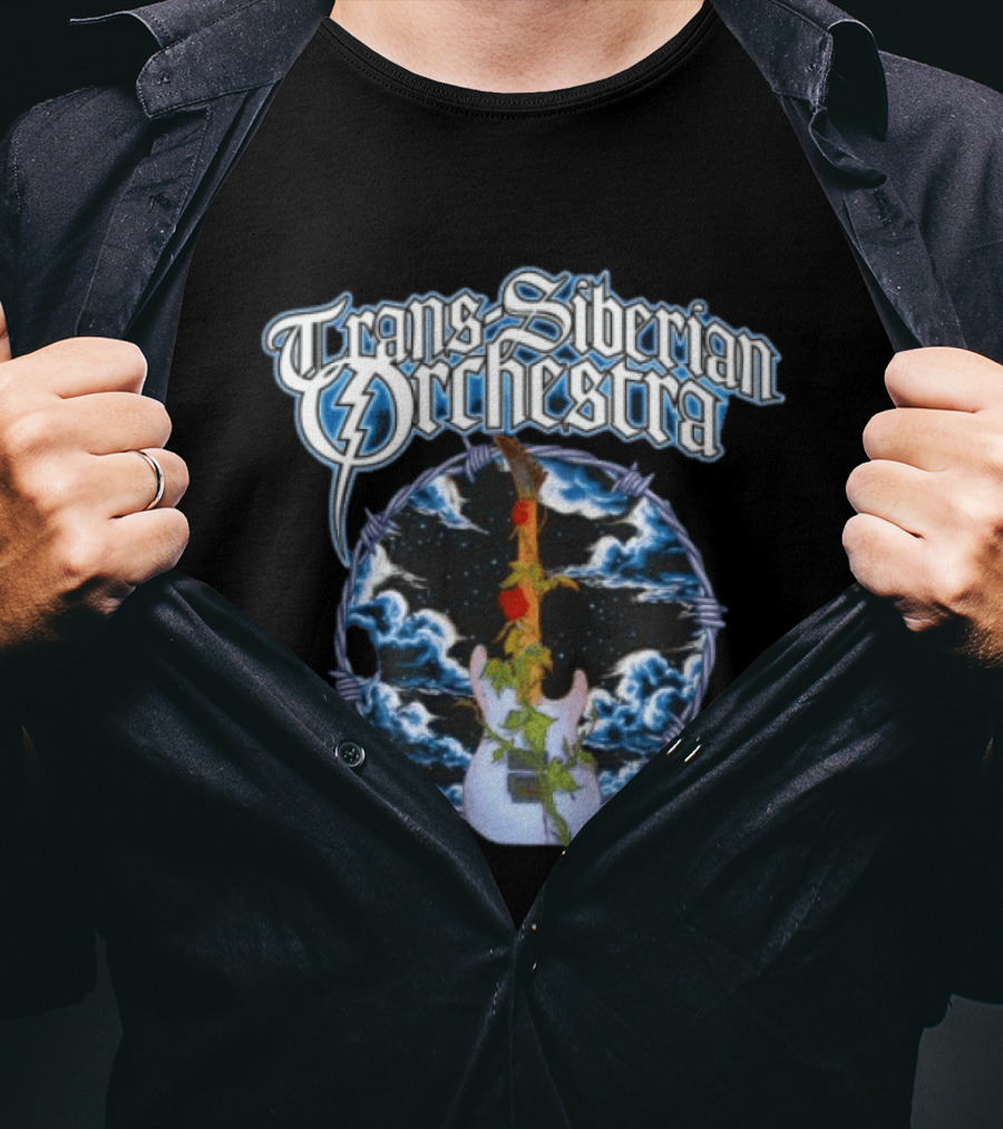 Trans Siberian Orchestra Cloud Guitar With Barbed Wire And Roses T-Shirt