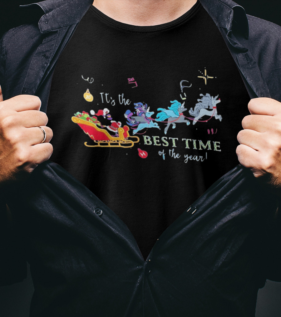 It's The Best Time Of The Year Christmas Unicorn Sleigh T-Shirt