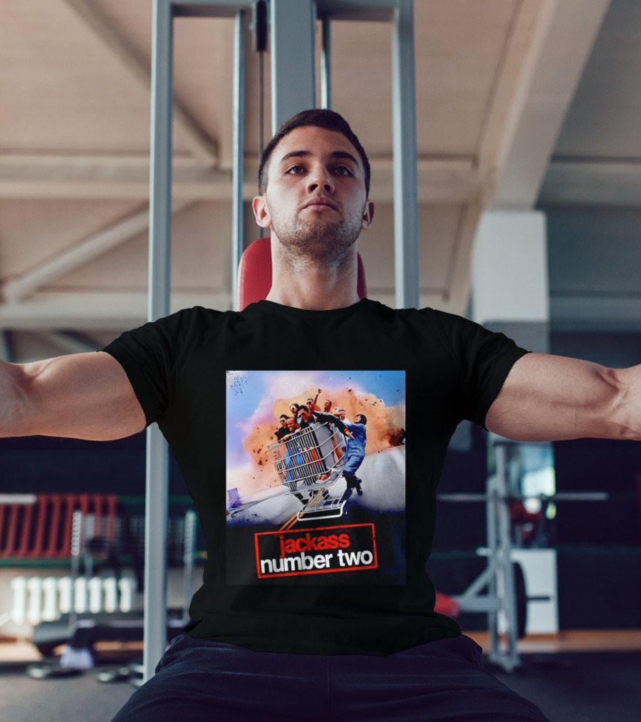 Jackass Number Two Movie Cast In Shopping Cart Action Scene Explosion T-Shirt