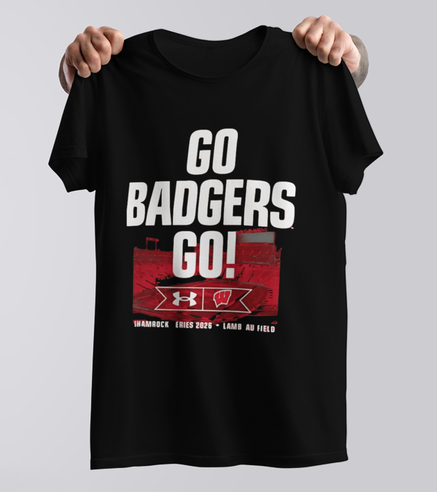 Wisconsin Badgers Go Badgers Go Shamrock Series 2026 Lambeau Field Under Armour T-Shirt