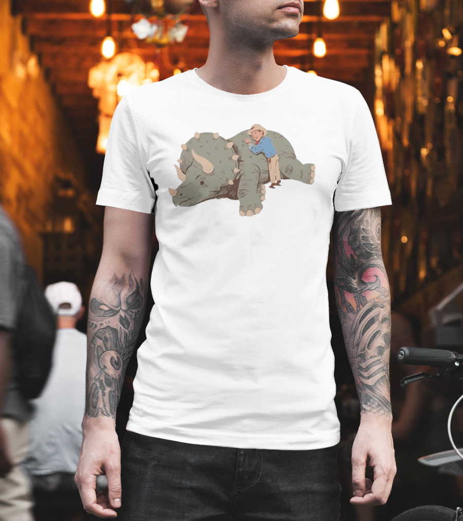 Be Kind Cowboy Embraces Friendly Triceratops Dinosaur T-Shirt