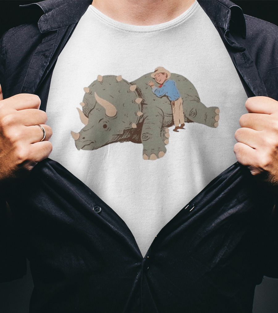 Be Kind Cowboy Embraces Friendly Triceratops Dinosaur T-Shirt