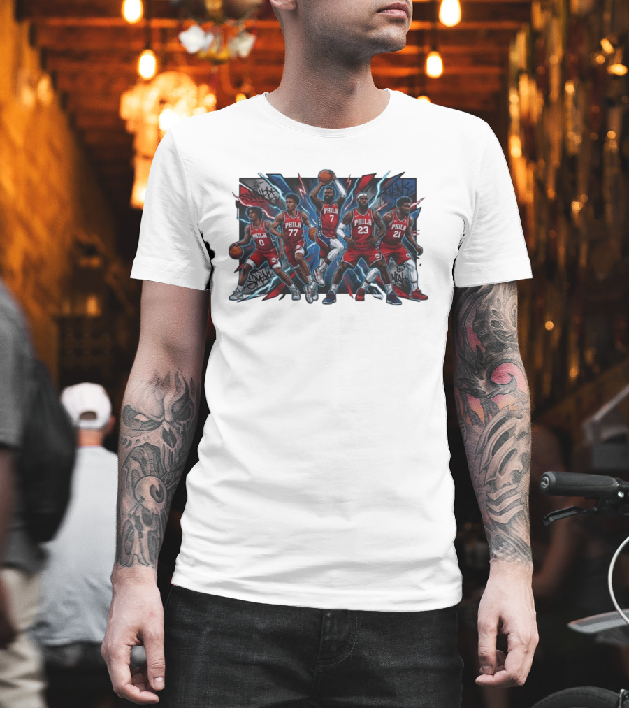 Philadelphia 76ers Players 0 77 7 23 21 Phila Red Jersey Team Slam Dunk Street T-Shirt