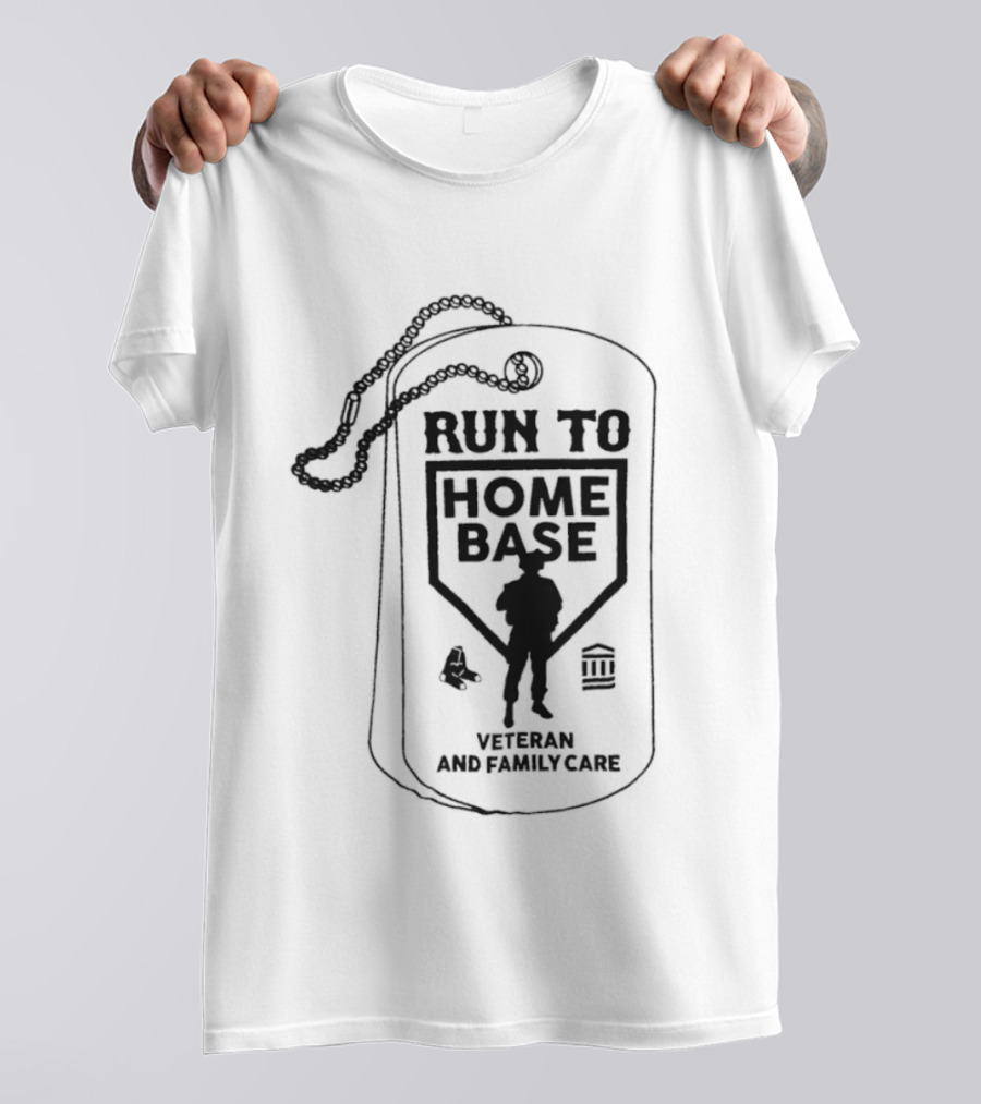 Run To Home Base Veteran And Family Care Dog Tag T-Shirt