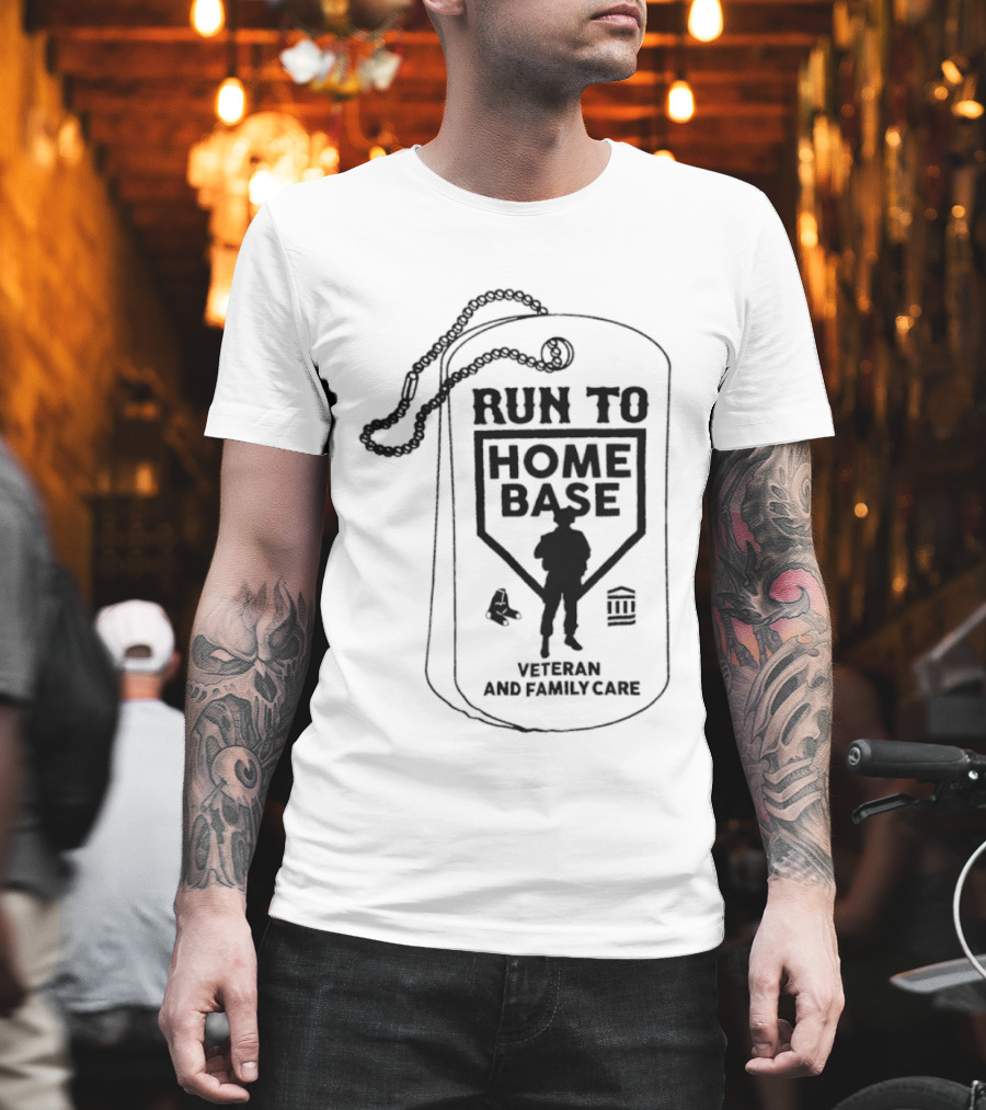 Run To Home Base Veteran And Family Care Dog Tag T-Shirt