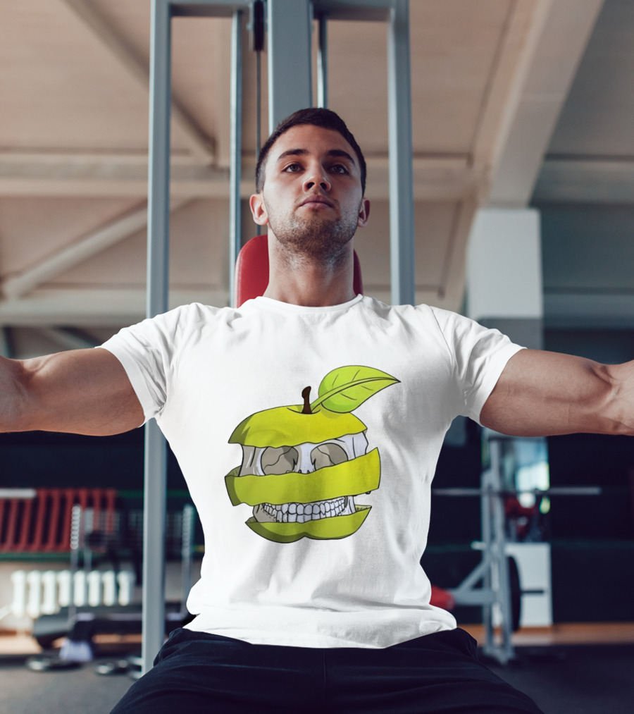 Skull Apple Forbidden Fruit Creative Slice T-Shirt