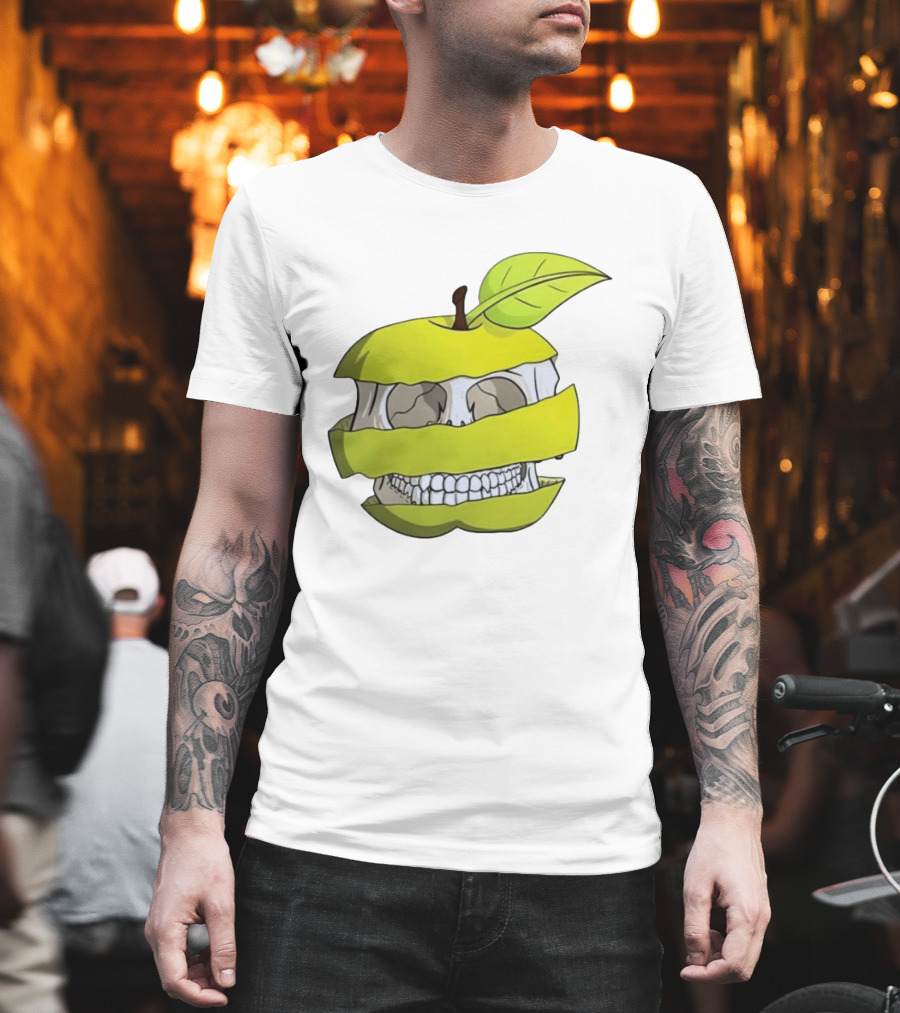 Skull Apple Forbidden Fruit Creative Slice T-Shirt