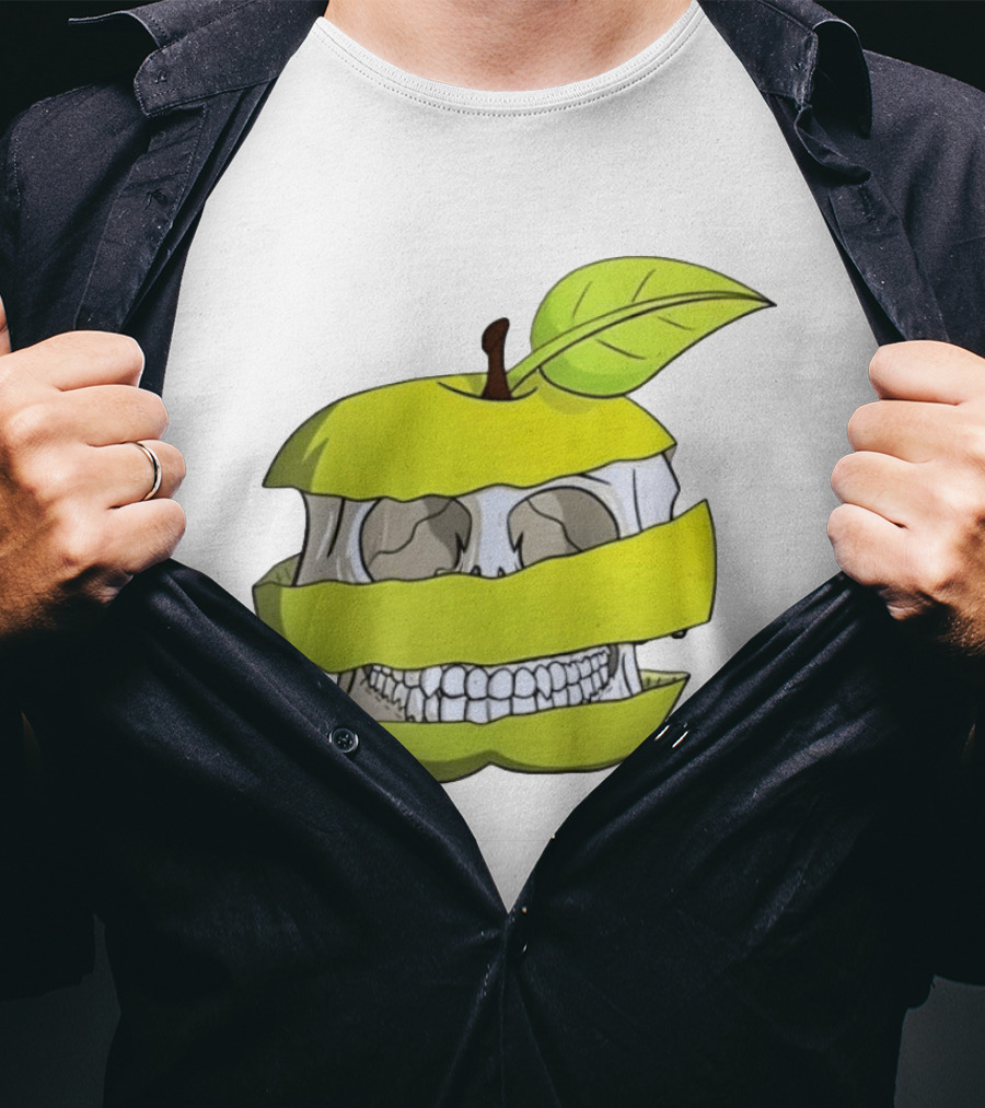 Skull Apple Forbidden Fruit Creative Slice T-Shirt