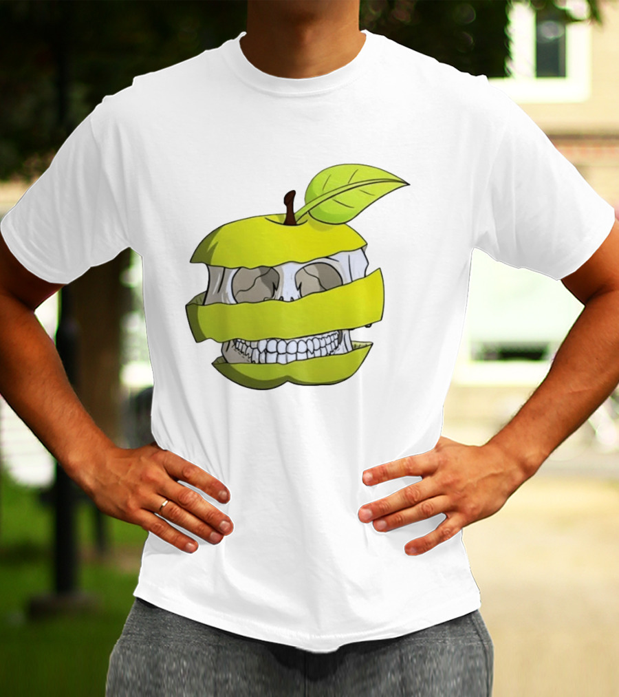 Skull Apple Forbidden Fruit Creative Slice T-Shirt
