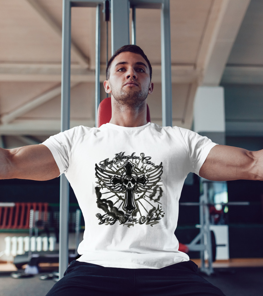 Thy Kingdom Come Skull Grey Five Nine Cross Wings T-Shirt