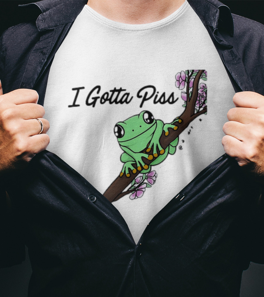 I Gotta Piss Frog On Branch With Flowers T-Shirt