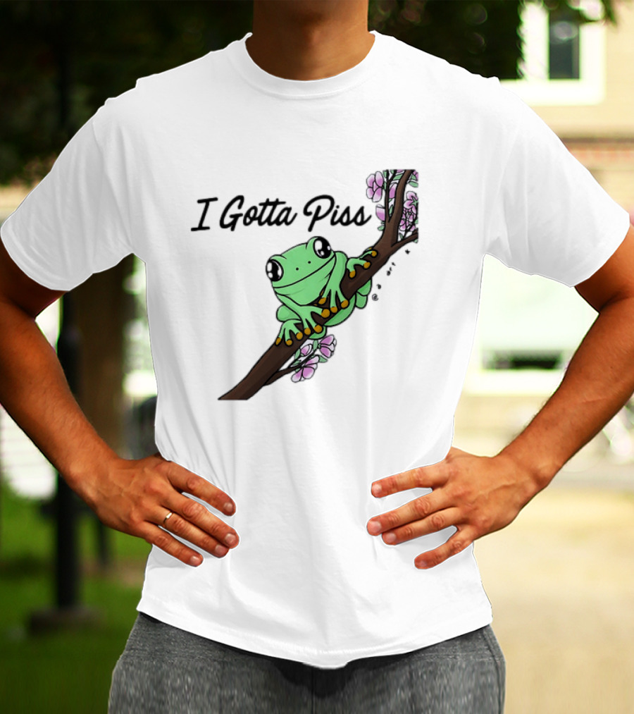 I Gotta Piss Frog On Branch With Flowers T-Shirt