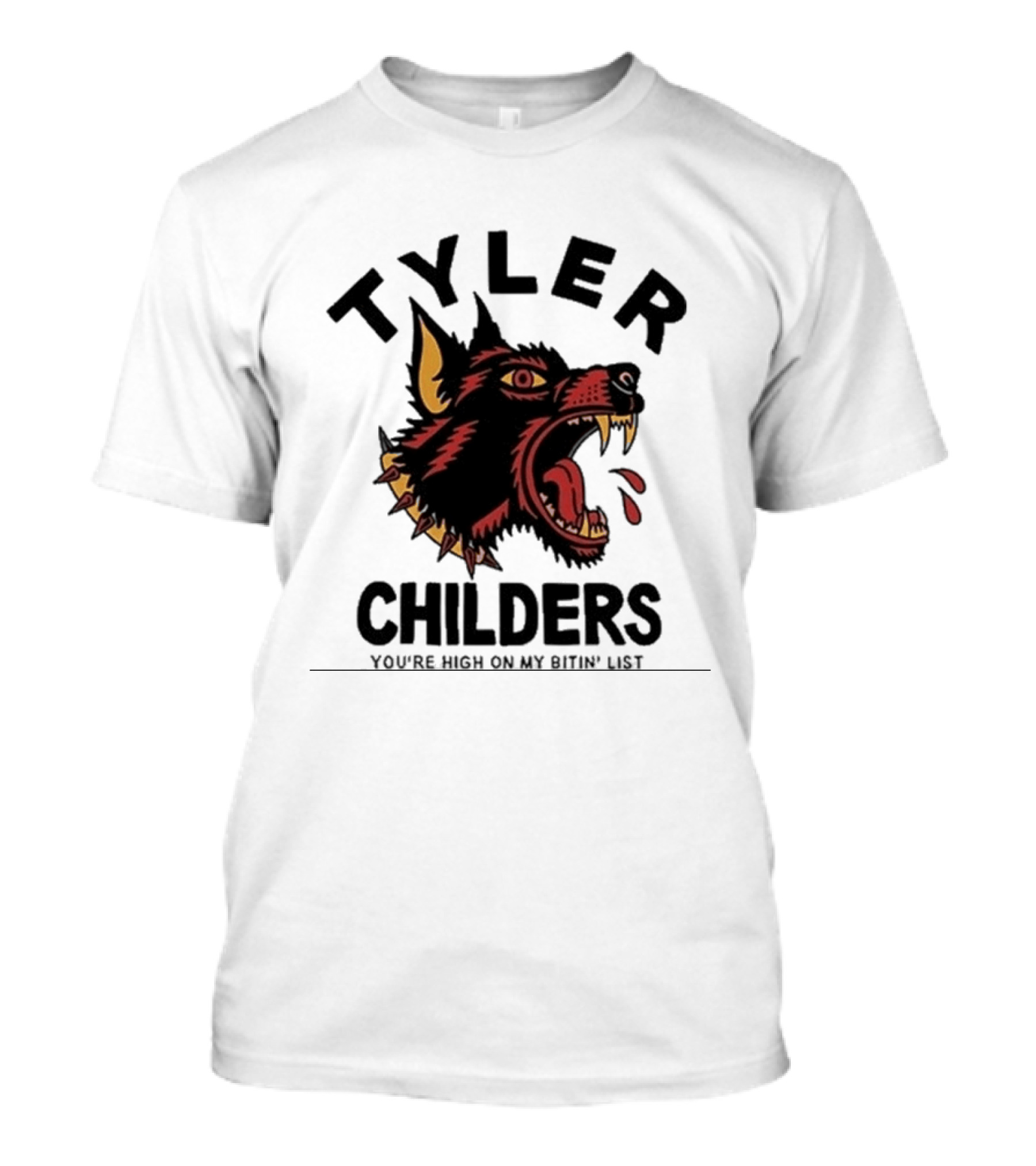 Tyler Childers You're High On My Bitin' List Wolf Head Spike Collar T-Shirt