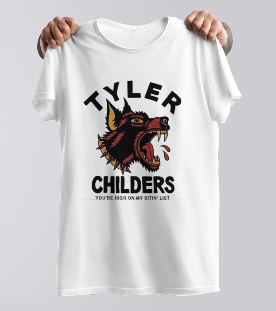 Tyler Childers You're High On My Bitin' List Wolf Head Spike Collar T-Shirt