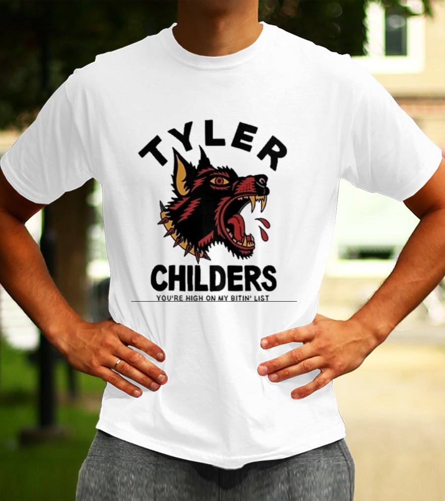 Tyler Childers You're High On My Bitin' List Wolf Head Spike Collar T-Shirt