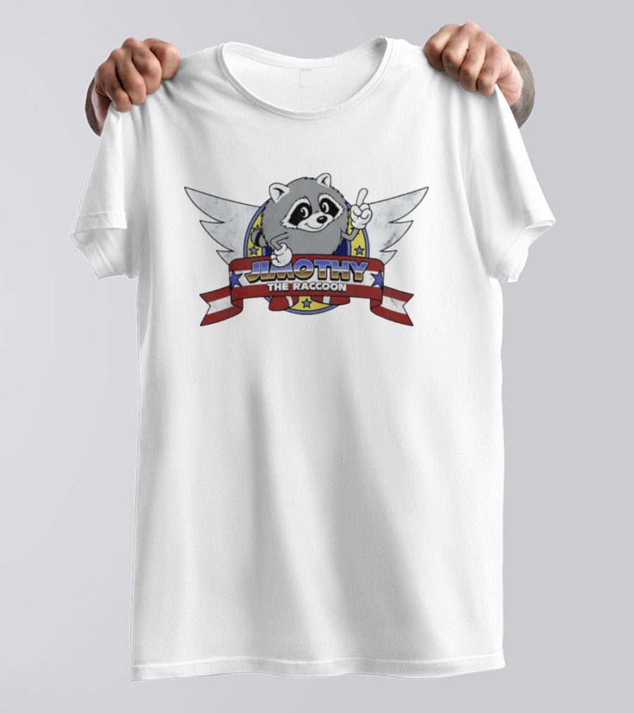 Jimothy The Raccoon Stars And Stripes Winged T-Shirt