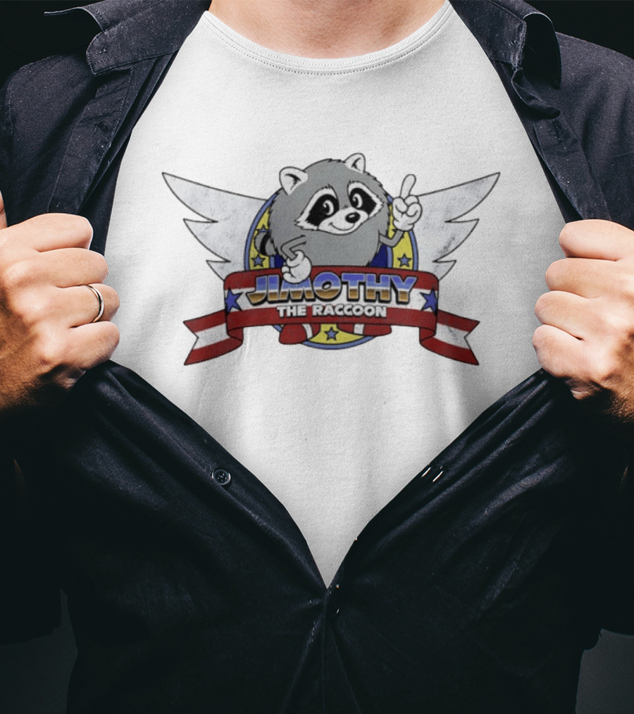 Jimothy The Raccoon Stars And Stripes Winged T-Shirt