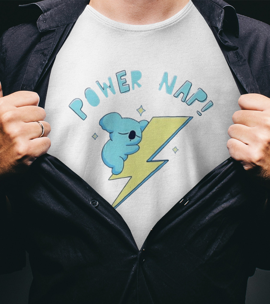 Koala Power Nap Sleeping On Lightning Bolt T-Shirt