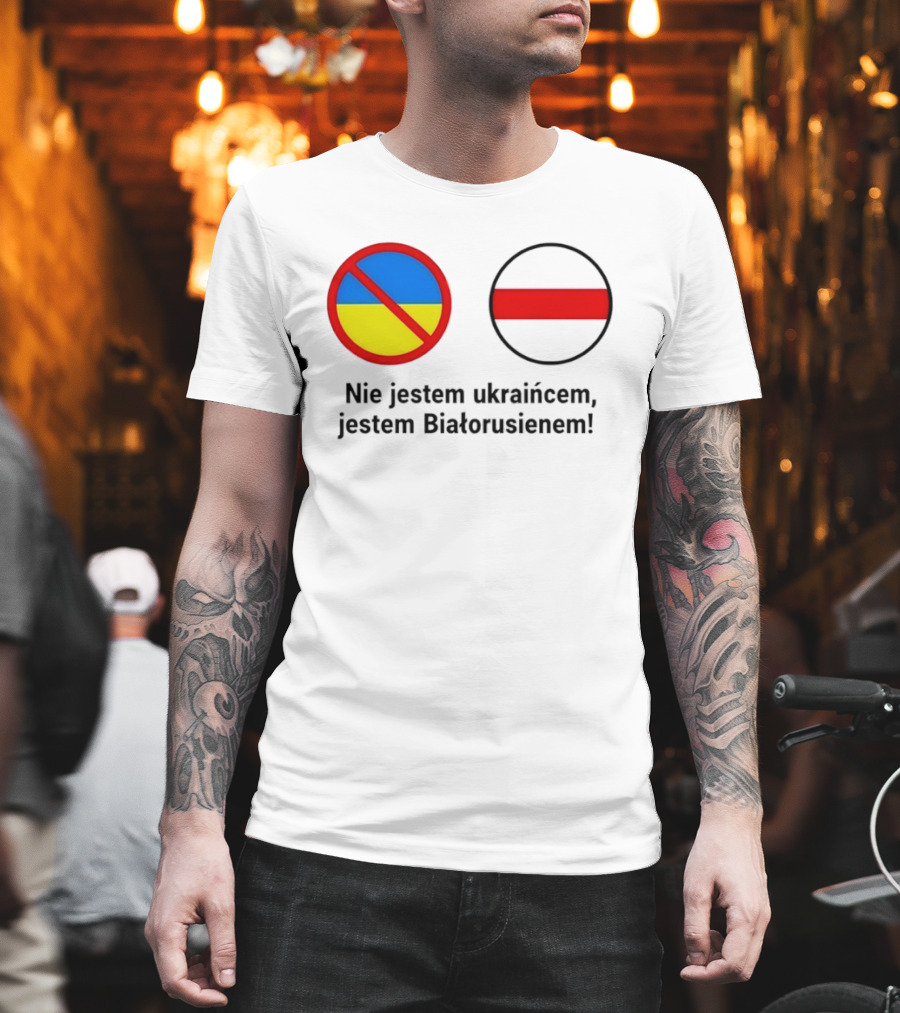 Nie Jestem Ukraińcem Jestem Białorusienem Symbol Z Flagi T-Shirt