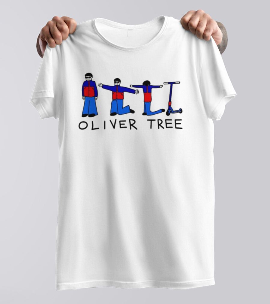 Oliver Tree Cartoon Characters With Scooter Pose T-Shirt