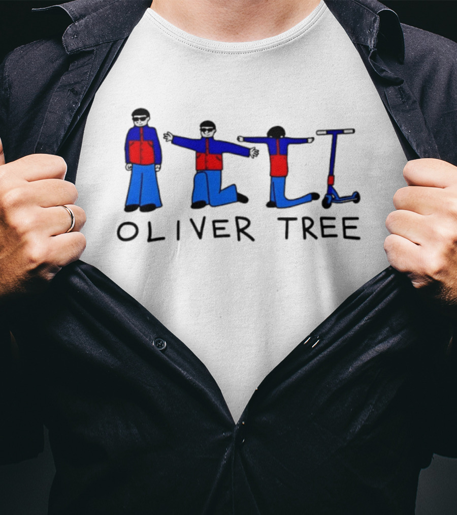 Oliver Tree Cartoon Characters With Scooter Pose T-Shirt