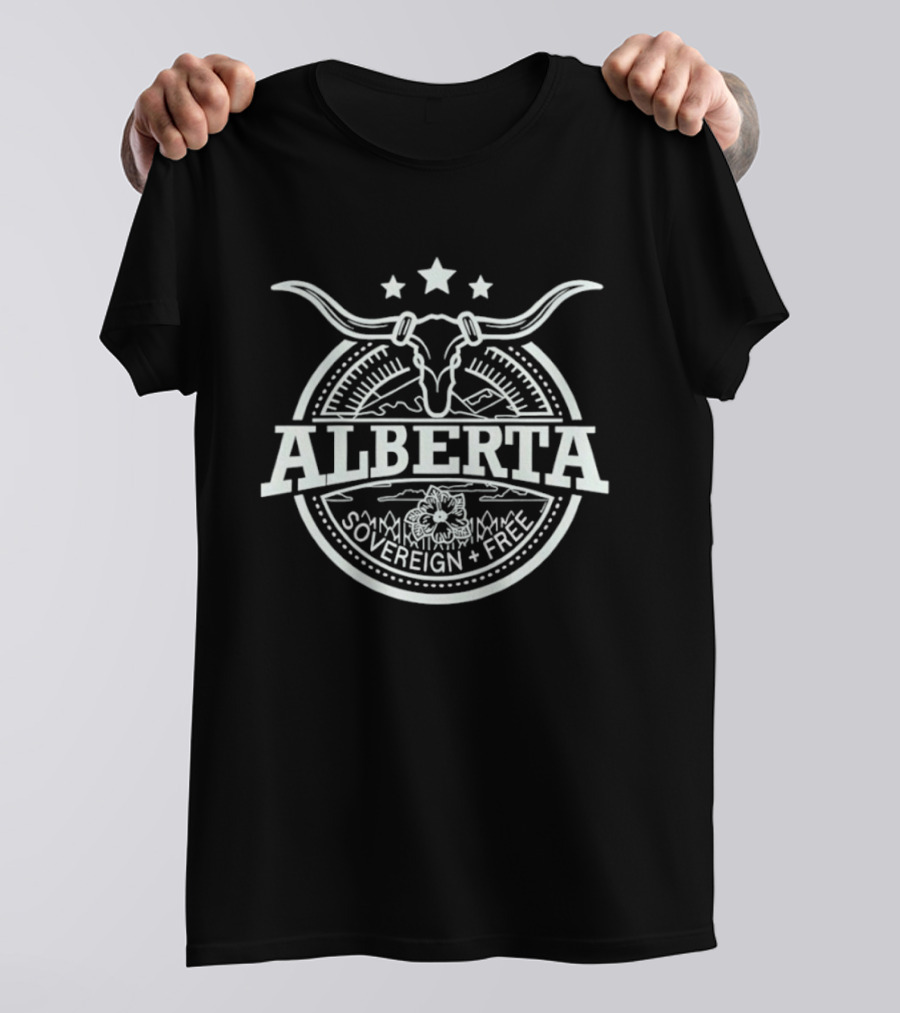 Alberta Cow Skull Sovereign Free Province T-Shirt