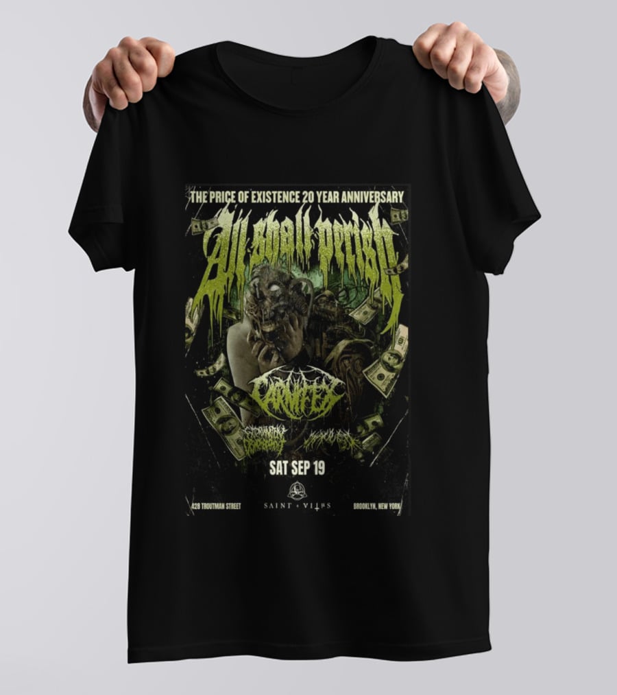 The Price Of Existence 20 Year Anniversary All Shall Perish Sat Sep 19 Brooklyn Saint Vitus T-Shirt