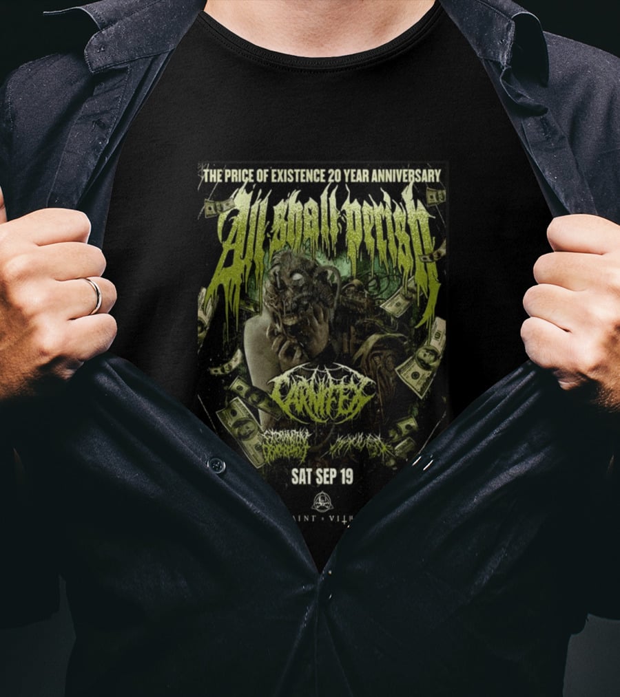 The Price Of Existence 20 Year Anniversary All Shall Perish Sat Sep 19 Brooklyn Saint Vitus T-Shirt