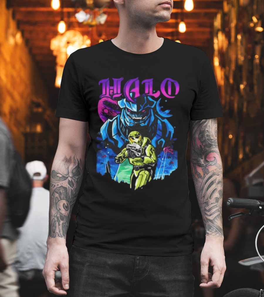 Halo Master Chief Arbiter Video Game Battle Scene T-Shirt