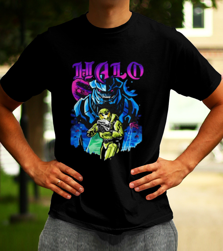Halo Master Chief Arbiter Video Game Battle Scene T-Shirt