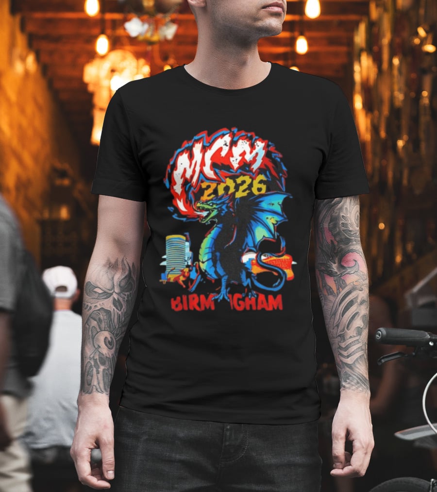 MCM 2026 Birmingham Dragon Fire Skyline Bull Event Souvenir T-Shirt