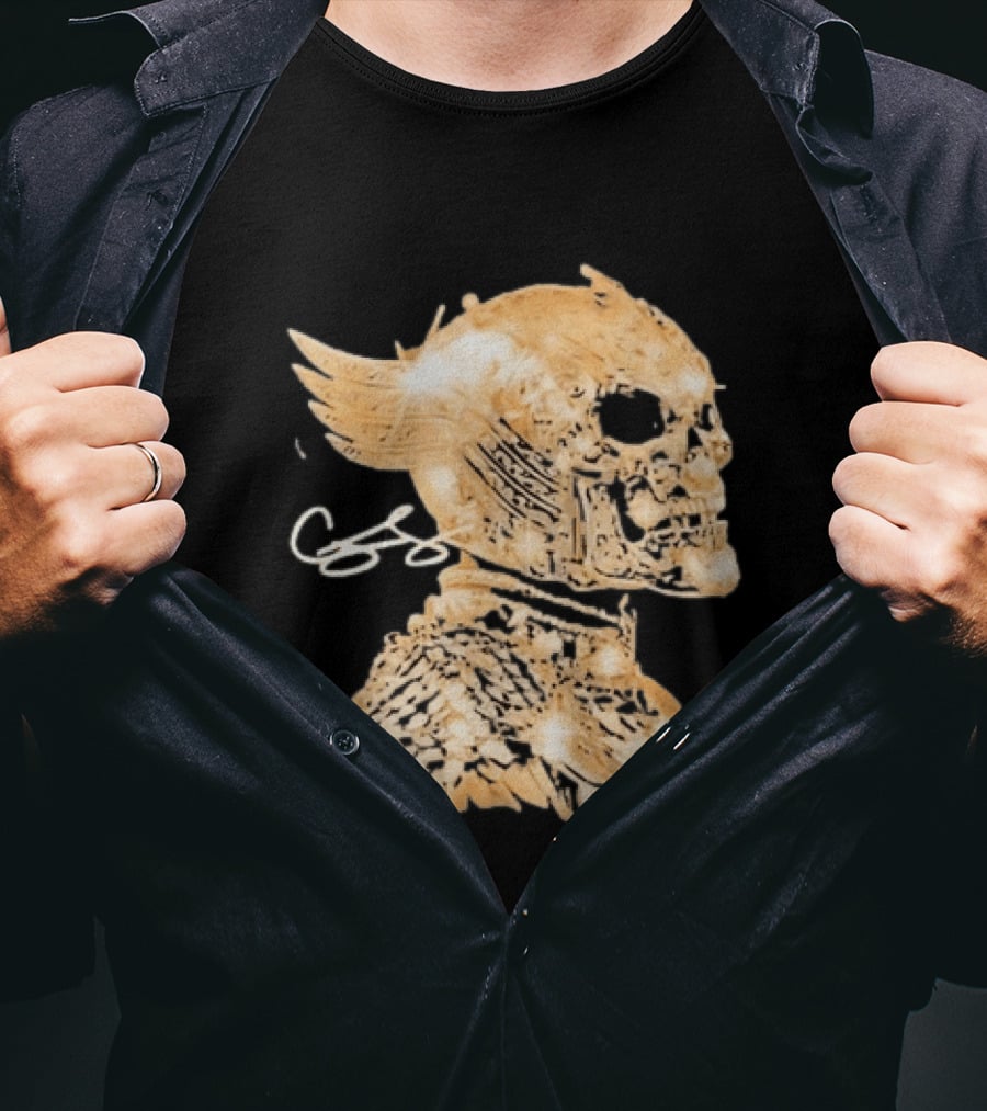 Chris Brown Gold Skull Breezy Wings And Feathers T-Shirt