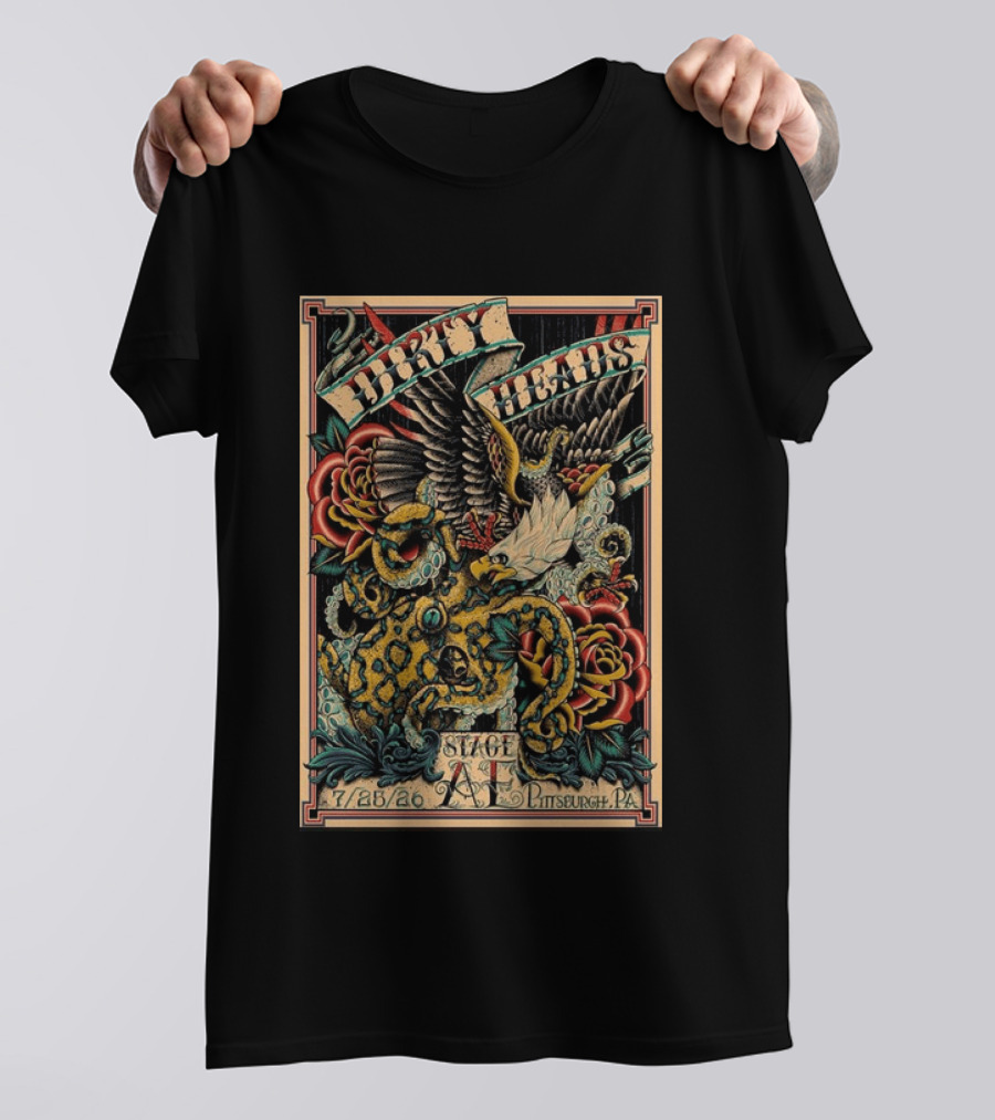 Dirty Heads Stage AE Pittsburgh July 25 2026 Concert Octopus Roses Eagle T-Shirt