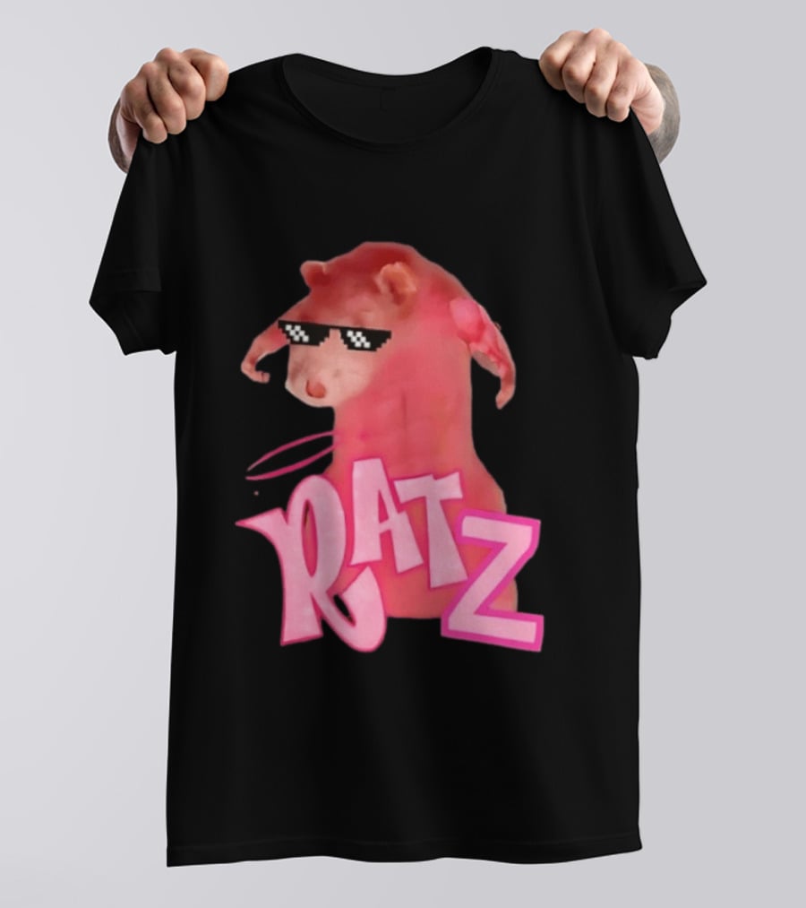RATZ Muscular Pink Toned Rat Pixel Thug Life Sunglasses Bratz Doll T-Shirt