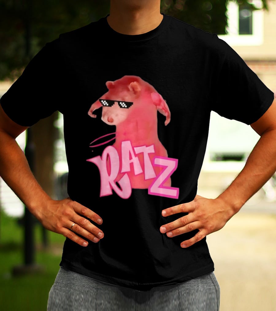 RATZ Muscular Pink Toned Rat Pixel Thug Life Sunglasses Bratz Doll T-Shirt