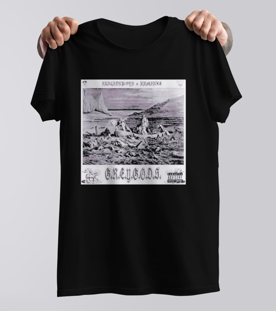 SUPREMEBOYZ X RAMIREZ G.R.E.Y G.O.D.S Album Cover Art PARENTAL ADVISORY Explicit Content T-Shirt