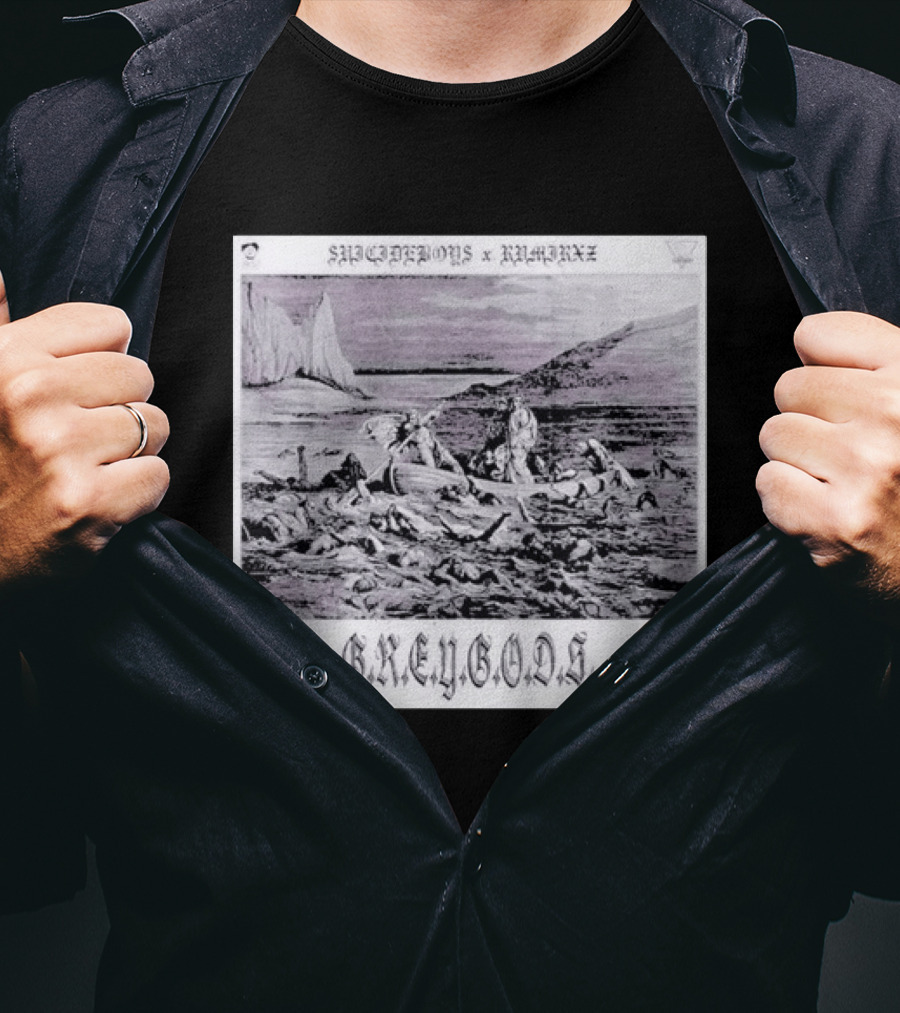SUPREMEBOYZ X RAMIREZ G.R.E.Y G.O.D.S Album Cover Art PARENTAL ADVISORY Explicit Content T-Shirt