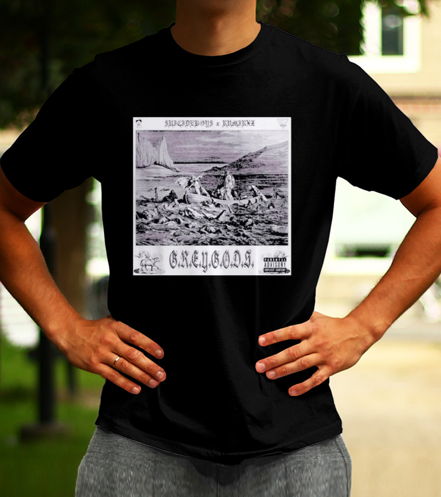 SUPREMEBOYZ X RAMIREZ G.R.E.Y G.O.D.S Album Cover Art PARENTAL ADVISORY Explicit Content T-Shirt