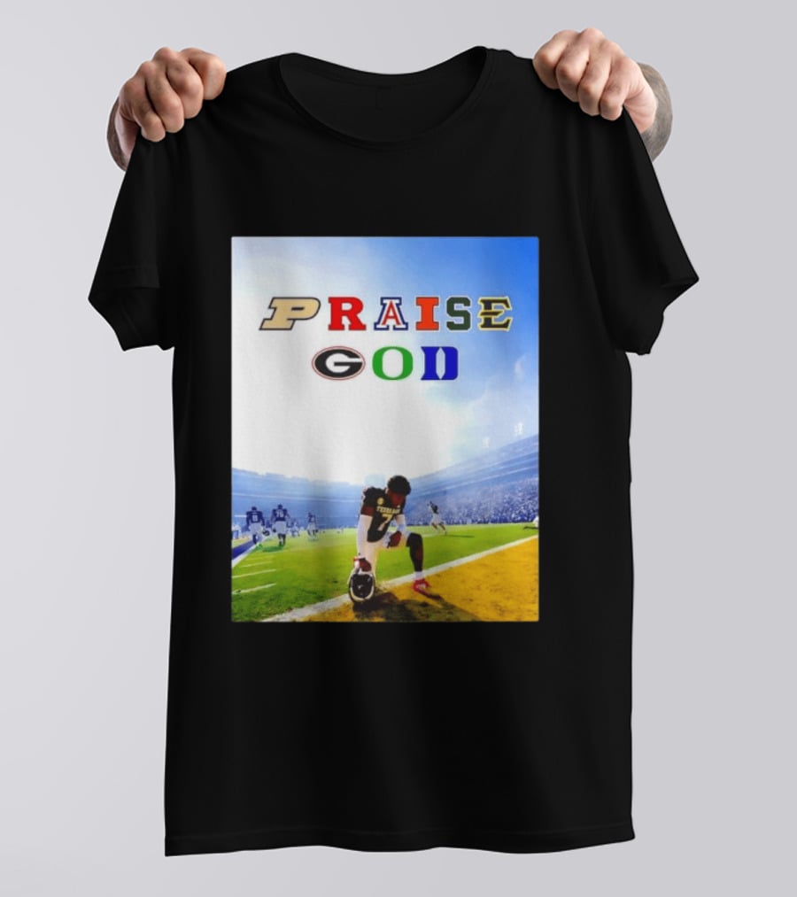 Texas AM Football Player No 7 Praise God Stadium Scene T-Shirt