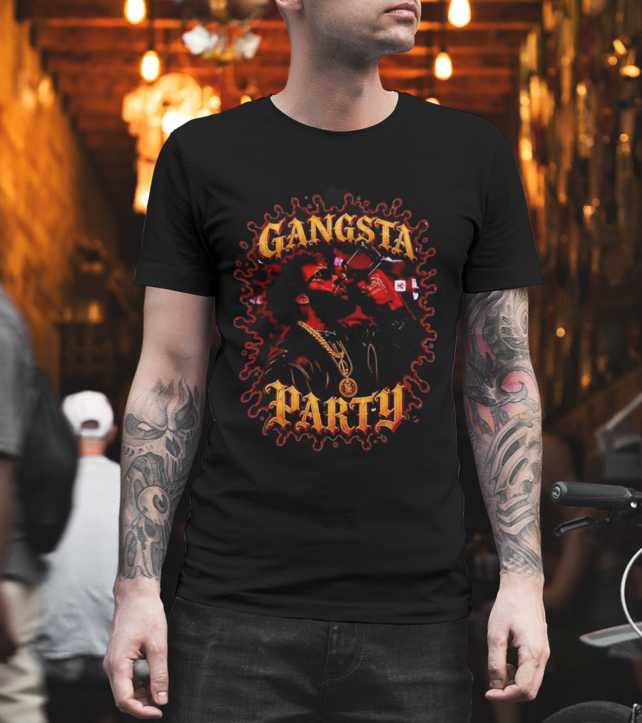 Gangsta Party Urban Hip Hop Streetwear Chain Drinking Scene T-Shirt
