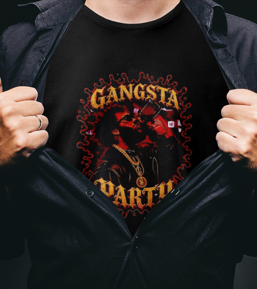 Gangsta Party Urban Hip Hop Streetwear Chain Drinking Scene T-Shirt