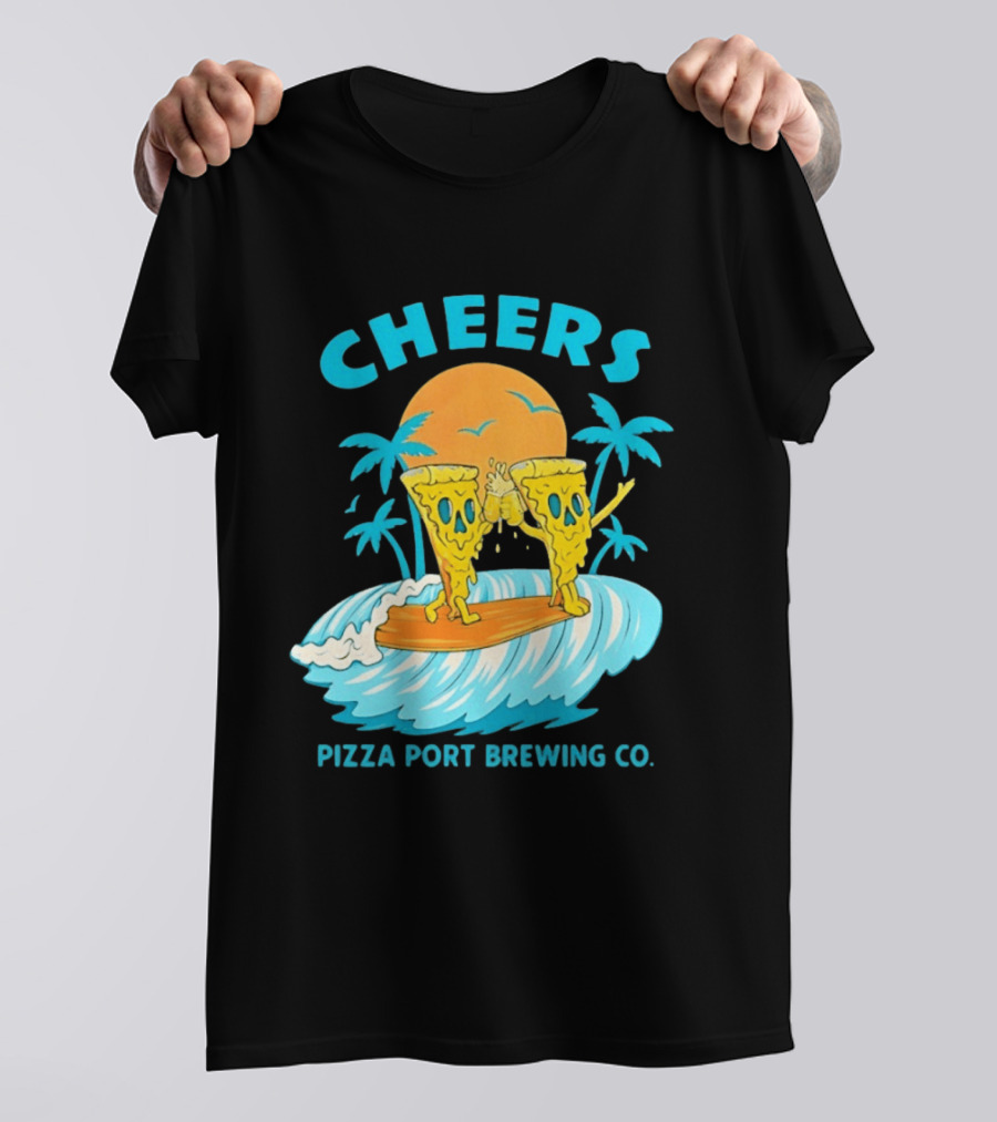 Pizza Port Brewing Co Cheers Surfing Pizza Wave T-Shirt