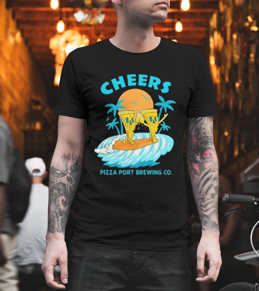 Pizza Port Brewing Co Cheers Surfing Pizza Wave T-Shirt