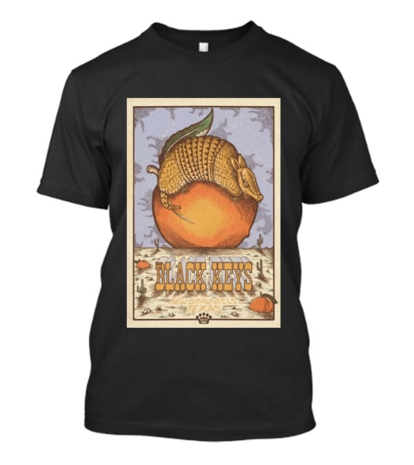 Black Keys Jul 25 2026 New Braunfels TX Armadillo Peach Cactus Desert Scene T-Shirt