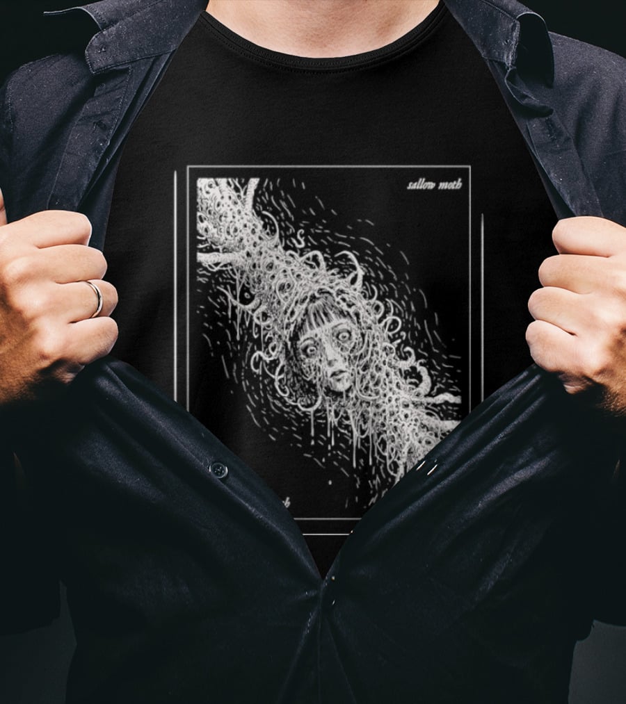 Sallow Moth Serene Aqueous Leech Surreal Horror Waveform T-Shirt