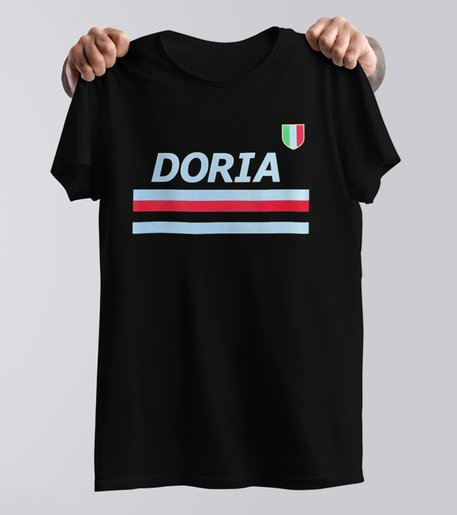 Doria Sampdoria Italian Football Blue Red Stripe Shield T-Shirt